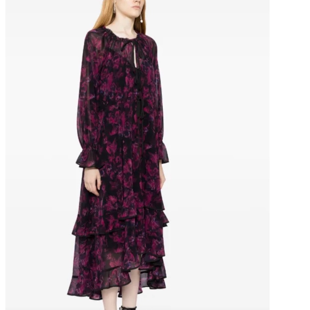 NWT Marchesa Rosa Pom Floral-Print Maxi Dress - 12